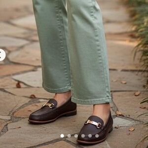 Anne‎ Klein Brown Gold Loafer Shoes Flats iflex Size 7.5 Casual Office Business